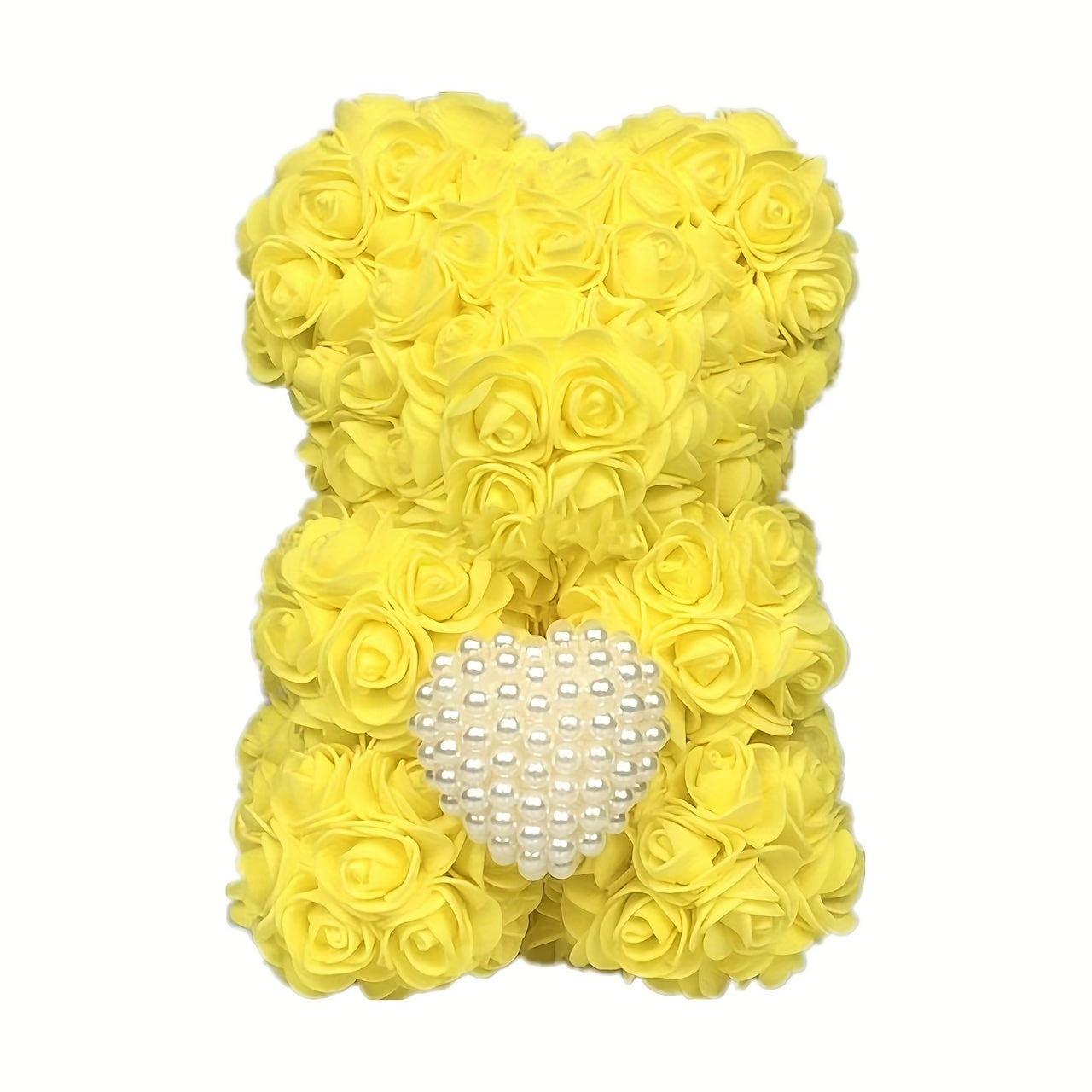 Ours en Roses avec Cœur en Perles - Cadeau Saint-Valentin, Noël, Fête des Mères