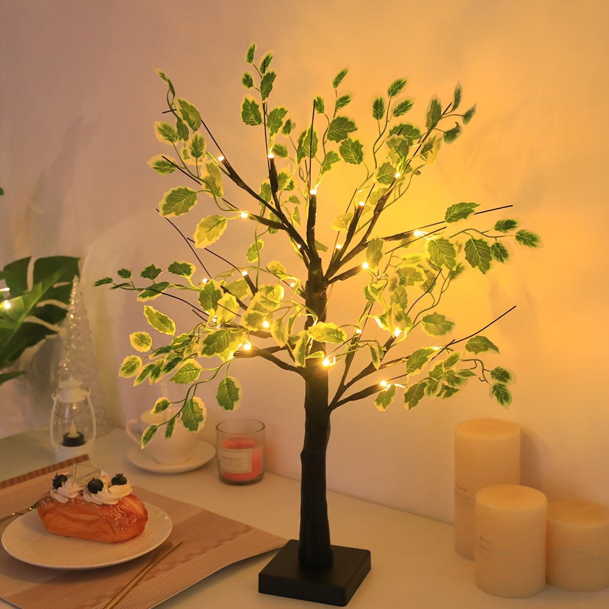 Lampe LED Arbre de Bouleau USB - Veilleuse Décorative Lumière Chaude - Décoration Chambre Romantique