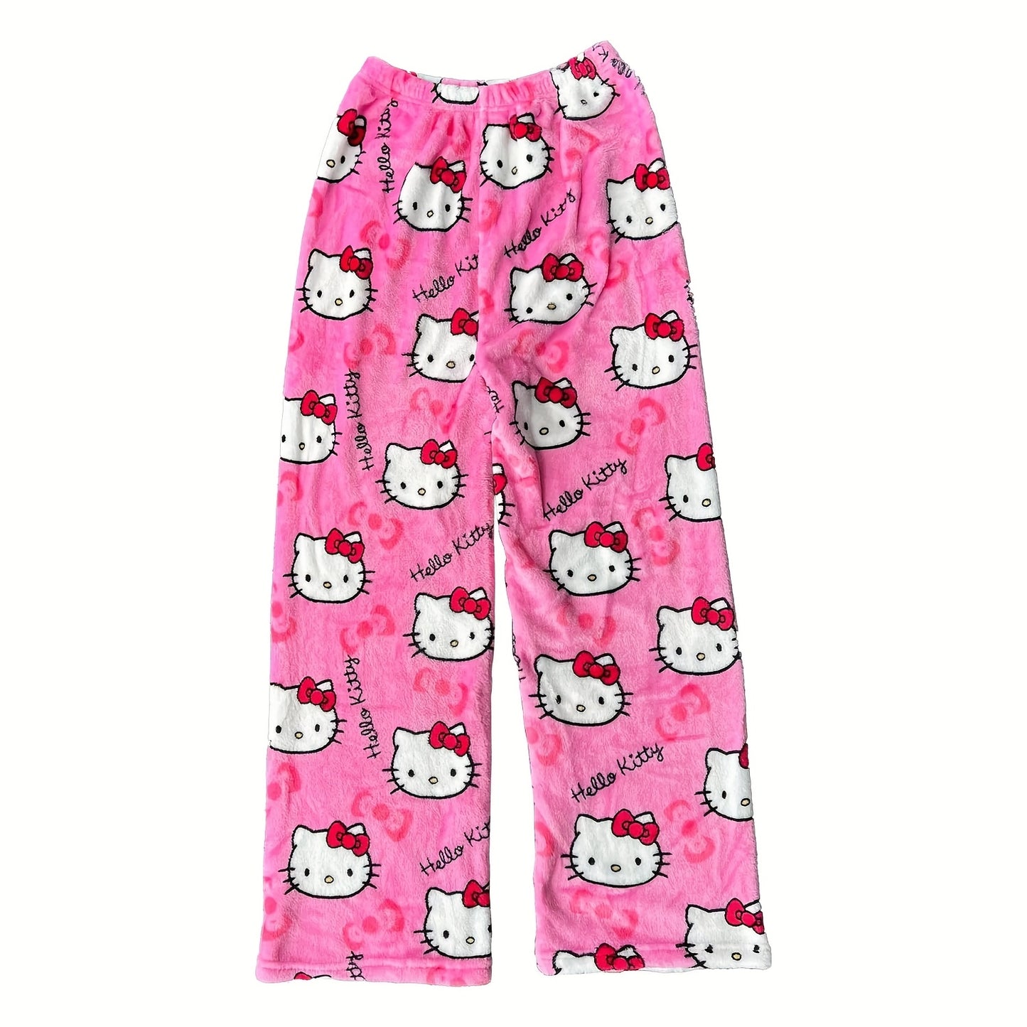 Pantalon de Pyjama Femme Hello Kitty en Flanelle - Style Y2K Rose et Noir - Doux et Confortable - Cadeau Automne
