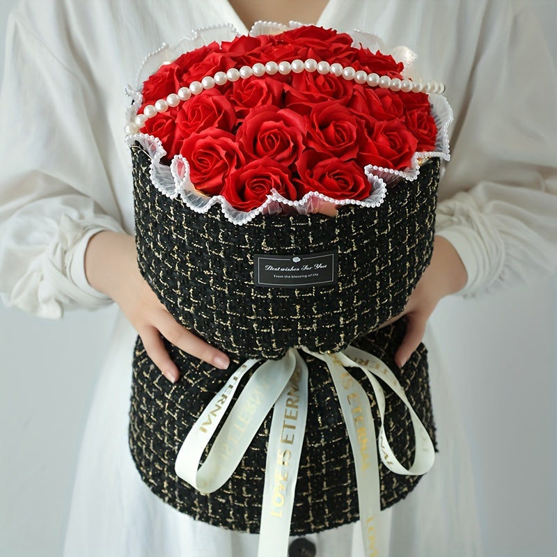 Bouquet de Roses Bleu Glacé en Savon - Cadeau Saint-Valentin, Fête des Mères, Anniversaire