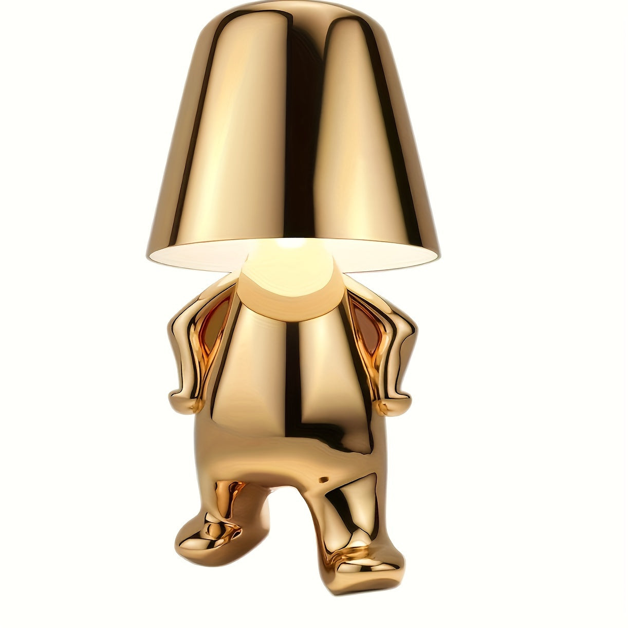 Lampe Statue Penseur Doré LED USB - 3 Niveaux de Luminosité - Veilleuse Décorative Design Italien - Cadeau Maison