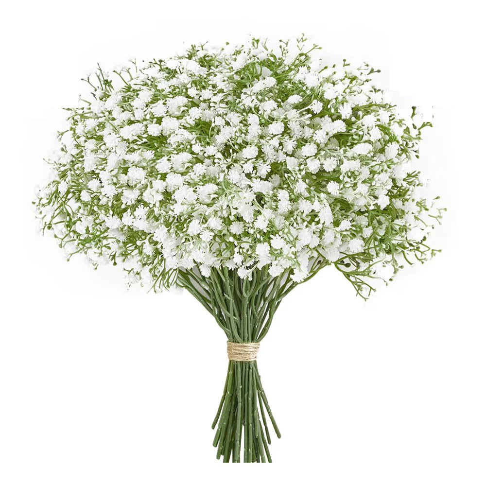 Fleurs Artificielles Gypsophile 10/15 Pièces - Décoration Mariage, Bouquets,