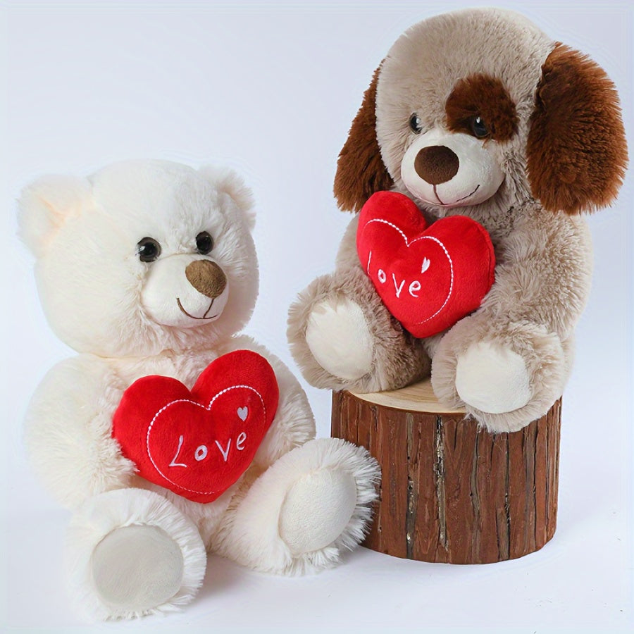Ours en Peluche Beige avec Cœur Brodé "Love You" - Cadeau Saint-Valentin, Anniversaire, Fête des Mères