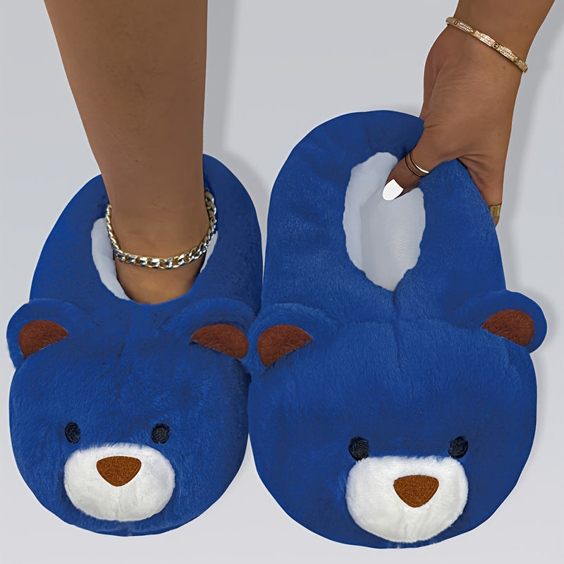 Chaussons Peluche Cartoon Drôles - Pantoufles Antidérapantes Douces - Chaussures d'Hiver Chaudes pour Maison