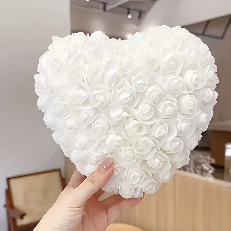 Bouquet de Roses en Forme de Cœur - Décoration Saint-Valentin, Fête des Mères - Sans Eau ni Électricité