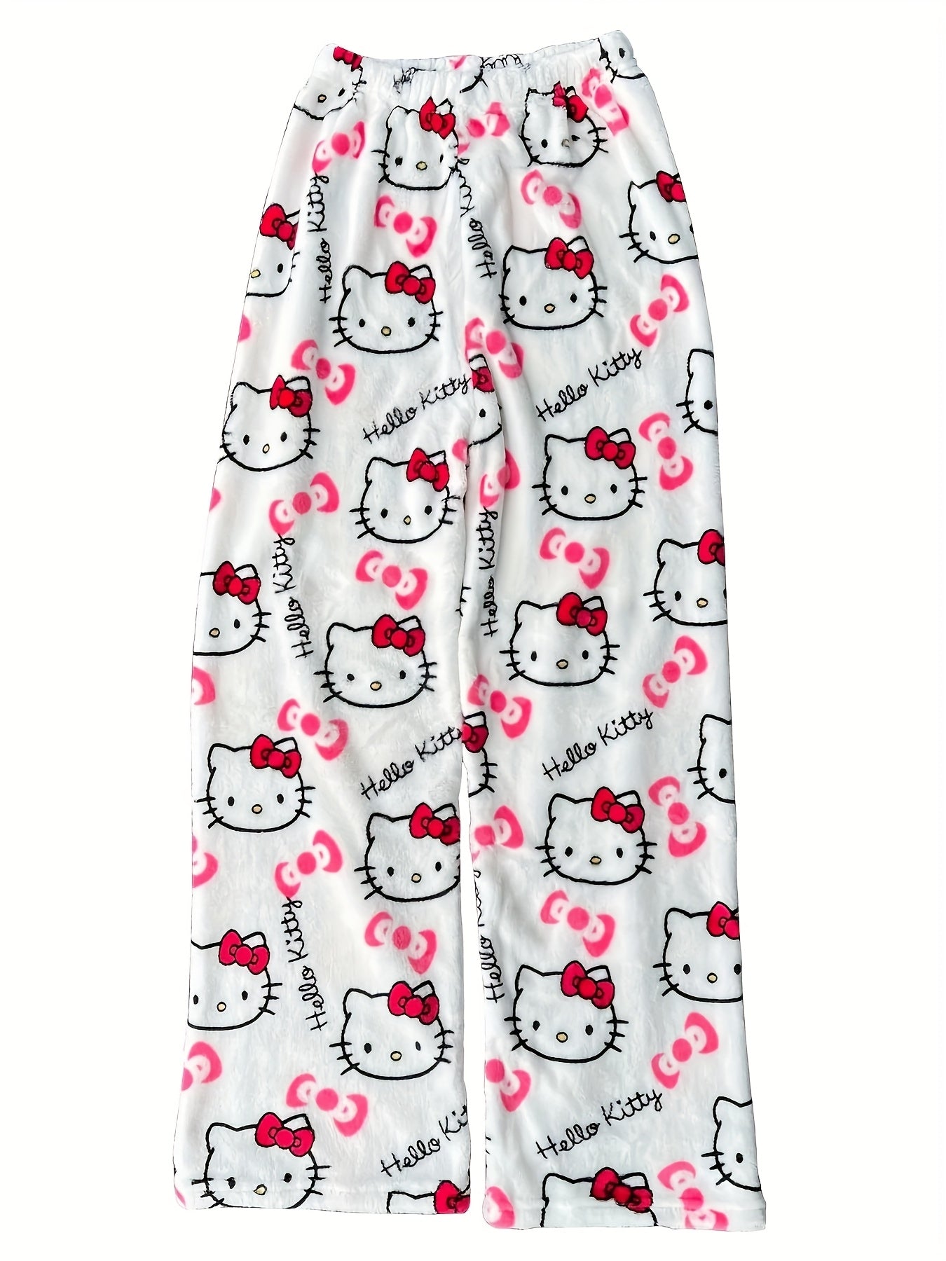 Pantalon de Pyjama Femme Hello Kitty en Flanelle - Style Y2K Rose et Noir - Doux et Confortable - Cadeau Automne