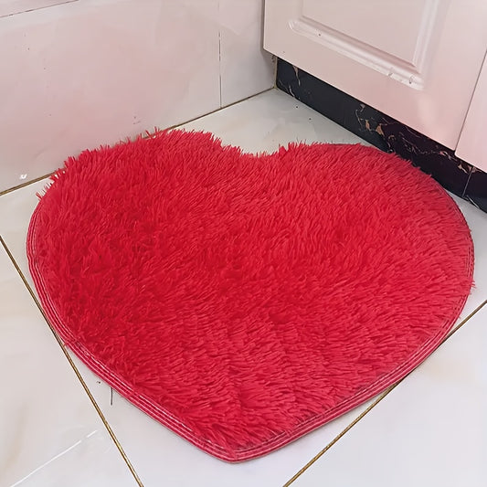 Tapis en Forme de Cœur Rouge Moelleux - Antidérapant - Décoration Chambre, Dortoir, Classe