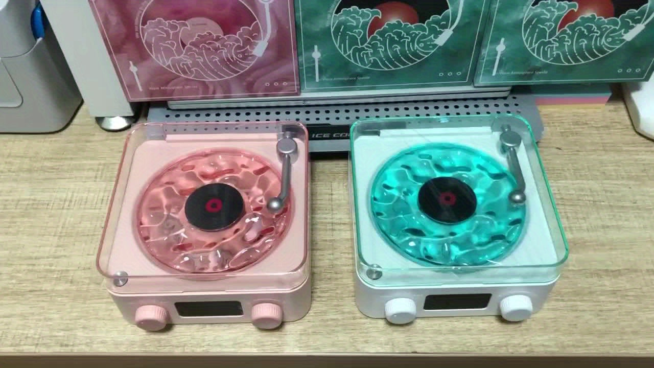 Enceinte Sans Fil Multifonction avec Bruit Blanc - 4 Sons Naturels, Projection RGB, Éclairage Ambiant - Design Rétro Tourne-Disque