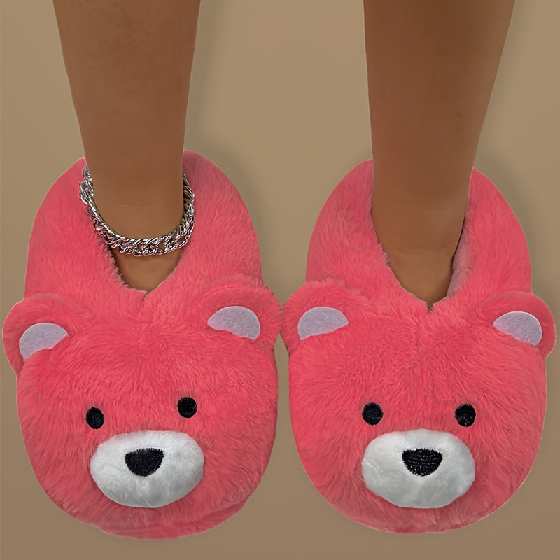 Chaussons Peluche Cartoon Drôles - Pantoufles Antidérapantes Douces - Chaussures d'Hiver Chaudes pour Maison