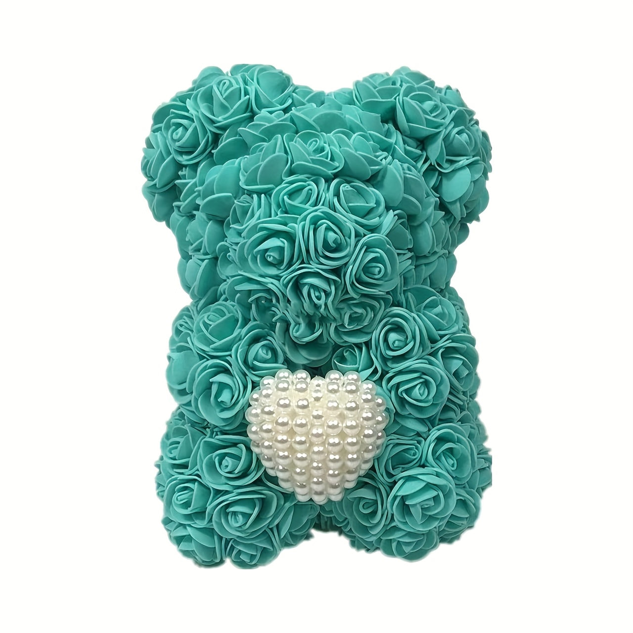 Ours en Roses avec Cœur en Perles - Cadeau Saint-Valentin, Noël, Fête des Mères