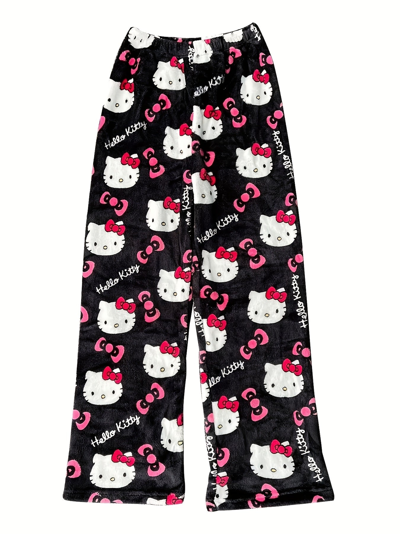 Pantalon de Pyjama Femme Hello Kitty en Flanelle - Style Y2K Rose et Noir - Doux et Confortable - Cadeau Automne