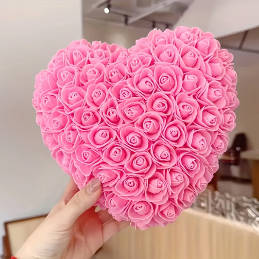 Bouquet de Roses en Forme de Cœur - Décoration Saint-Valentin, Fête des Mères - Sans Eau ni Électricité