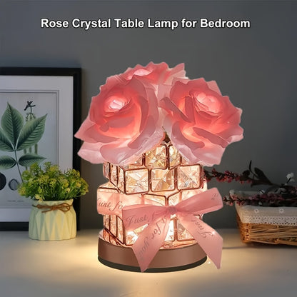Lampe LED Rose Romantique - Veilleuse Décorative Branchement Secteur - Décoration Chambre, Salon - Cadeau Saint-Valentin, Anniversaire