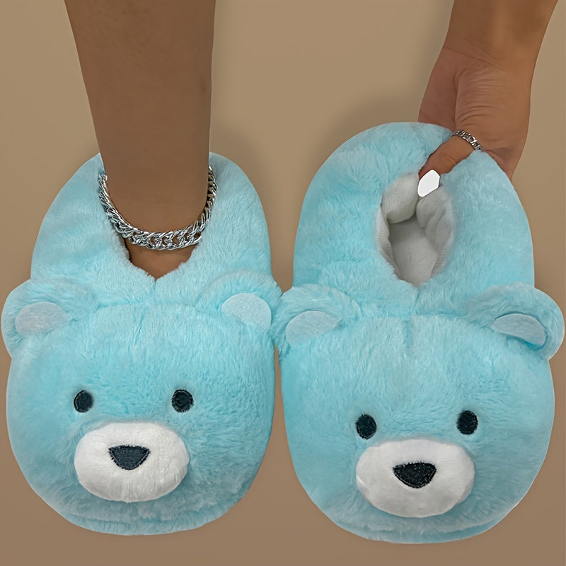 Chaussons Peluche Cartoon Drôles - Pantoufles Antidérapantes Douces - Chaussures d'Hiver Chaudes pour Maison