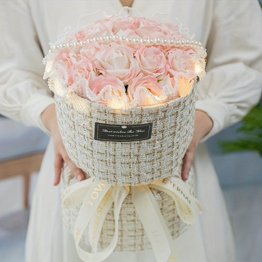 Bouquet de Roses Bleu Glacé en Savon - Cadeau Saint-Valentin, Fête des Mères, Anniversaire