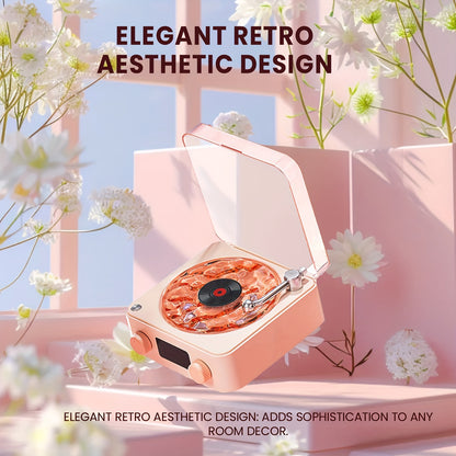 Enceinte Sans Fil Multifonction avec Bruit Blanc - 4 Sons Naturels, Projection RGB, Éclairage Ambiant - Design Rétro Tourne-Disque