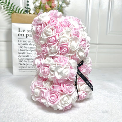 Ours en Roses Artificielles - Cadeau Romantique Saint-Valentin, Anniversaire, Fête des Mères