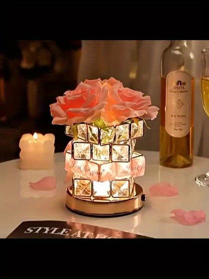 Lampe LED Rose Romantique - Veilleuse Décorative Branchement Secteur - Décoration Chambre, Salon - Cadeau Saint-Valentin, Anniversaire