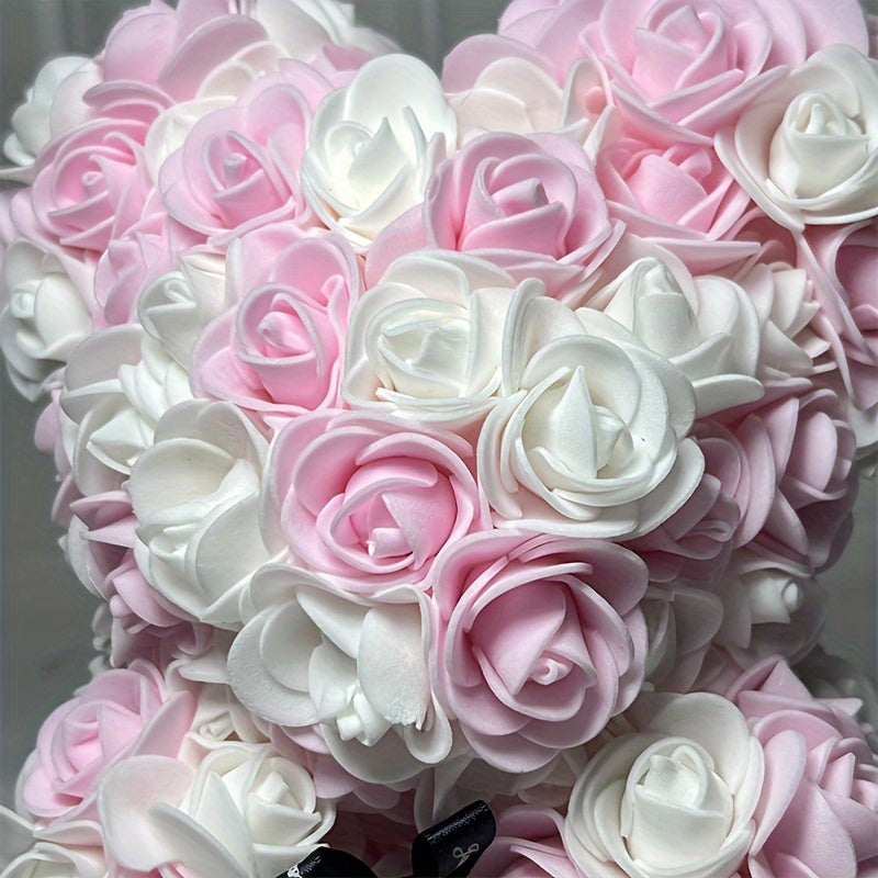 Ours en Roses Artificielles - Cadeau Romantique Saint-Valentin, Anniversaire, Fête des Mères