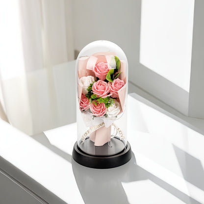 Bouquet de Roses Artificielles "I Love You" - Cadeau Saint-Valentin, Fête des Mères, Noël