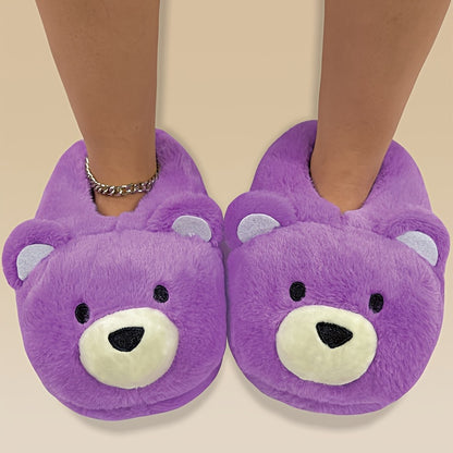 Chaussons Peluche Cartoon Drôles - Pantoufles Antidérapantes Douces - Chaussures d'Hiver Chaudes pour Maison