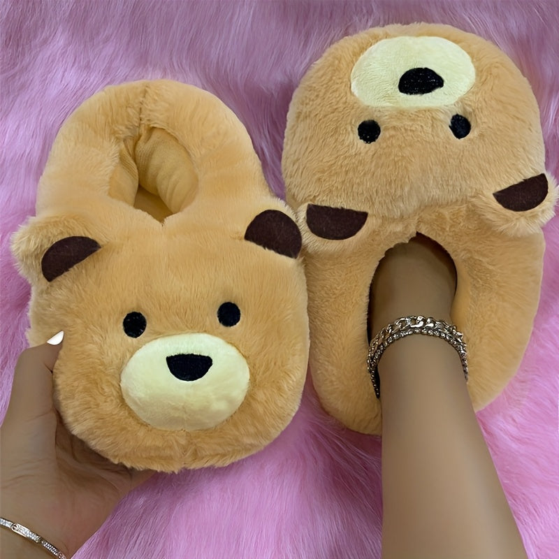 Chaussons Peluche Cartoon Drôles - Pantoufles Antidérapantes Douces - Chaussures d'Hiver Chaudes pour Maison