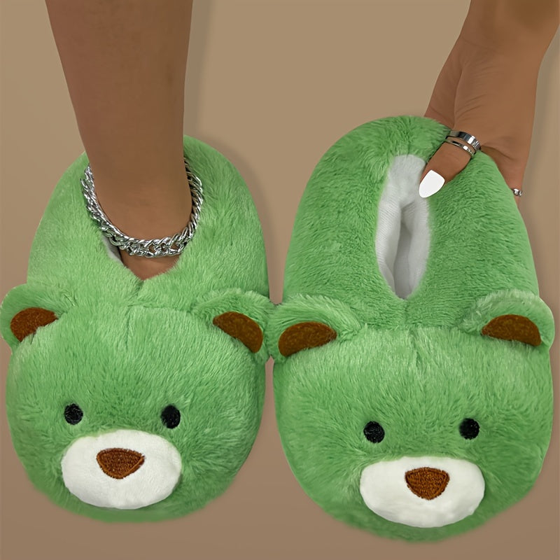 Chaussons Peluche Cartoon Drôles - Pantoufles Antidérapantes Douces - Chaussures d'Hiver Chaudes pour Maison