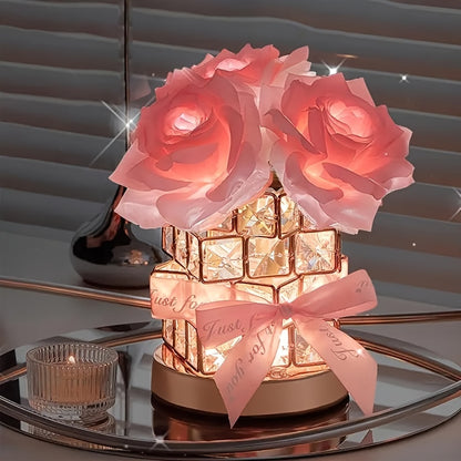 Lampe LED Rose Romantique - Veilleuse Décorative Branchement Secteur - Décoration Chambre, Salon - Cadeau Saint-Valentin, Anniversaire