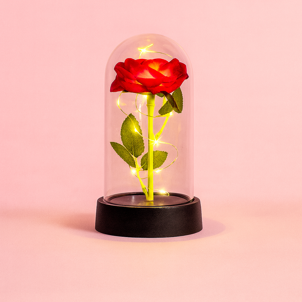 Fleur Rouge Foncé Eternel Led