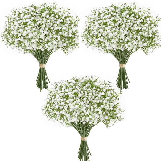 Fleurs Artificielles Gypsophile 10/15 Pièces - Décoration Mariage, Bouquets,