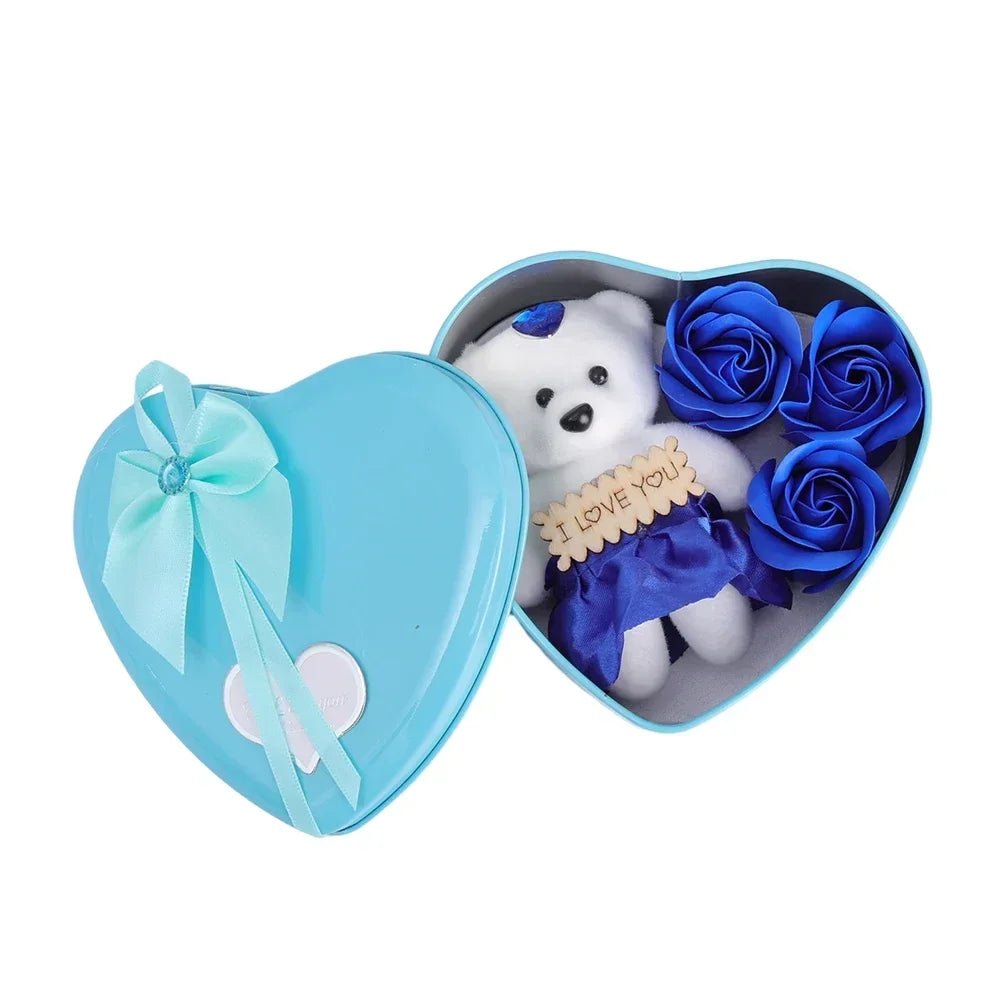 Coffret Cadeau Ours - Mini Bouquet Saint-Valentin, Anniversaire, Mariage