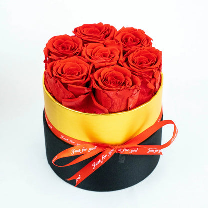 Seau de Roses Préservées - 7 Fleurs - Cadeau Saint-Valentin, Fête des Mères, Noël