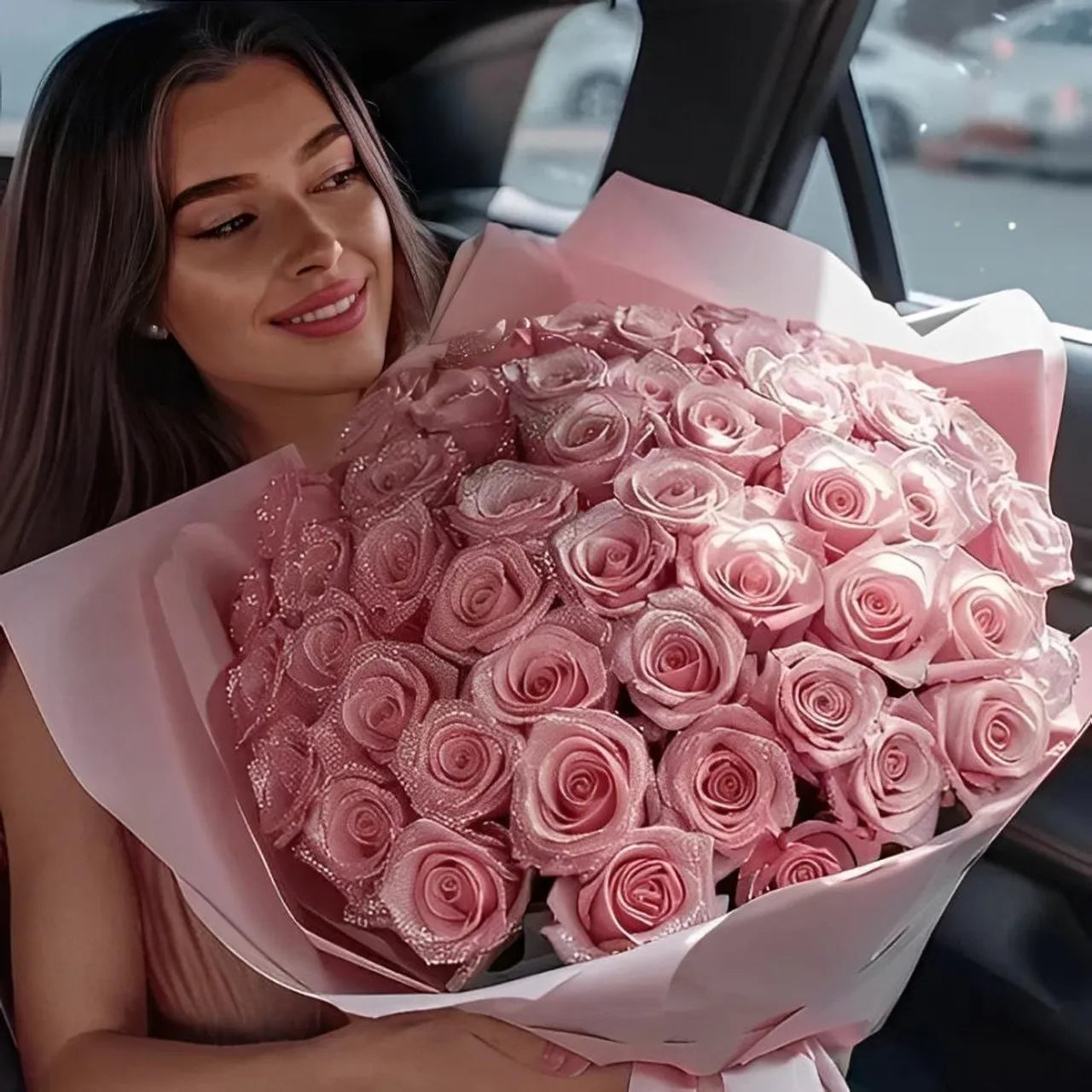 Bouquet De Fleurs Rose Clair Artificielles