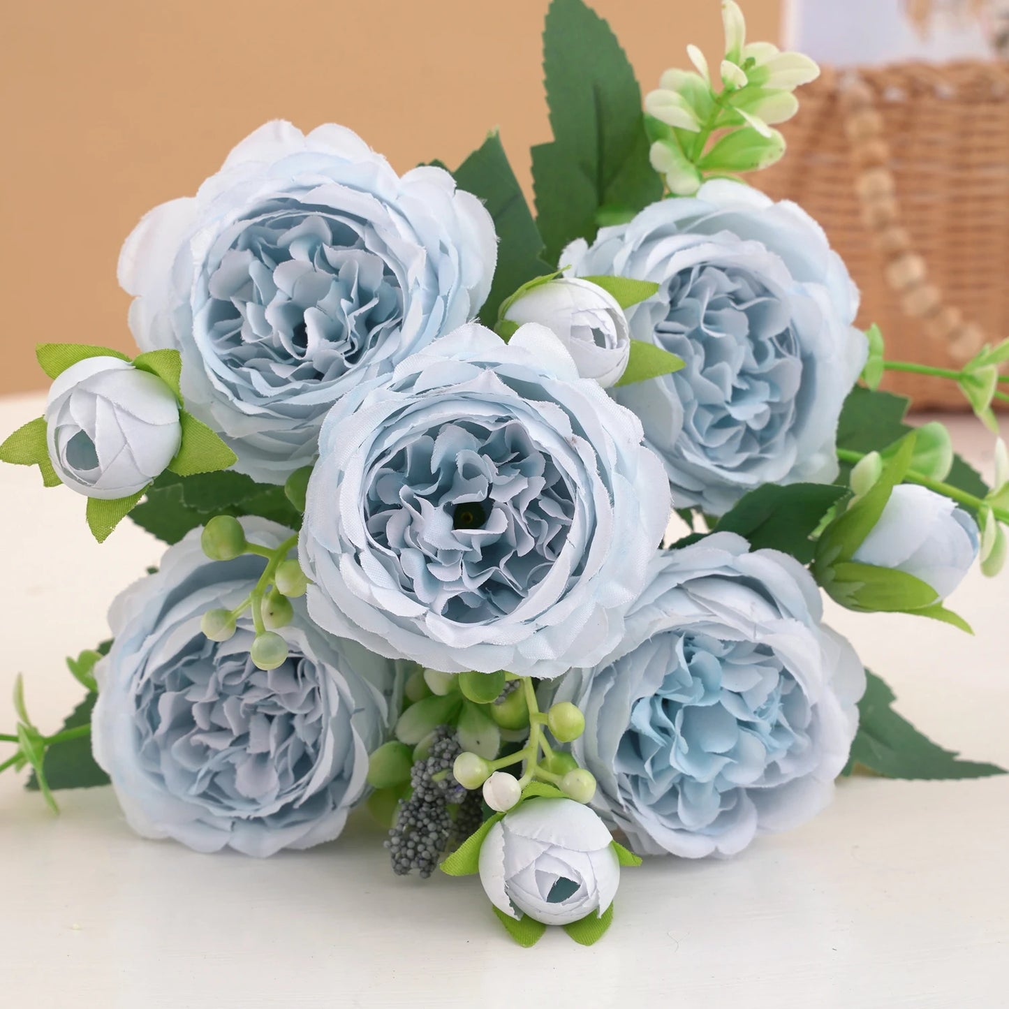 Bouquet de Pivoines Artificielles Rose 30cm - Décoration Mariage, Mariée, Maison