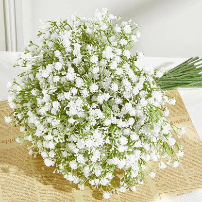 Fleurs Artificielles Gypsophile 10/15 Pièces - Décoration Mariage, Bouquets,