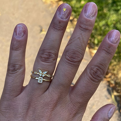 Bague Papillon avec Initiale A-Z - Bijou Empilable Élégant - Cadeau Anniversaire, Noël - Femme