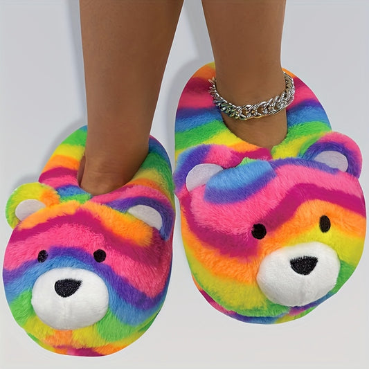 Chaussons Peluche Cartoon Drôles - Pantoufles Antidérapantes Douces - Chaussures d'Hiver Chaudes pour Maison