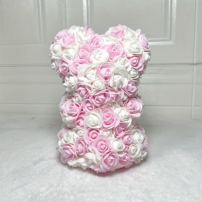 Ours en Roses Artificielles - Cadeau Romantique Saint-Valentin, Anniversaire, Fête des Mères