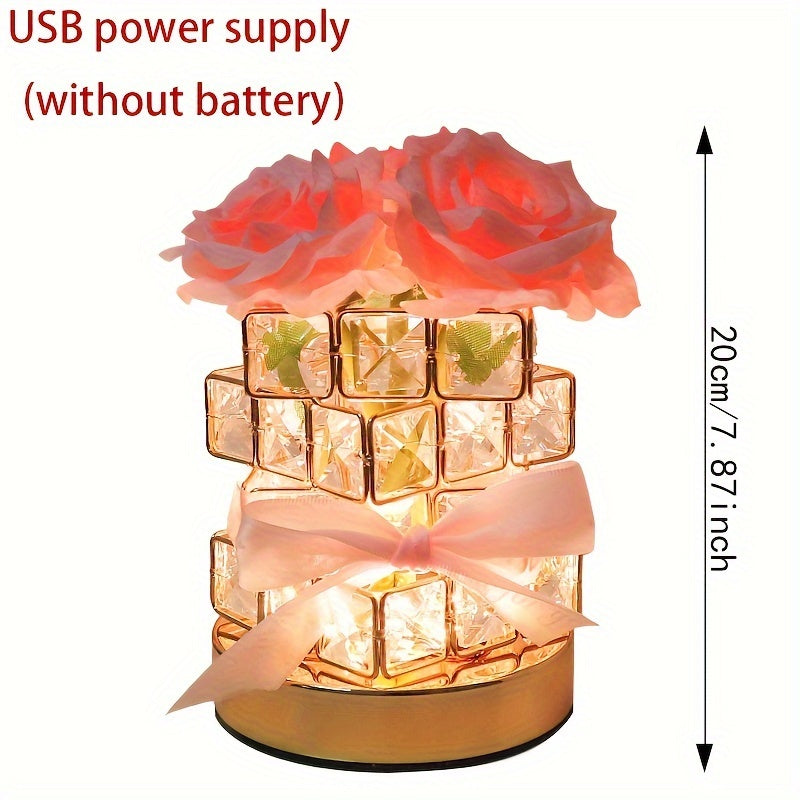 Lampe LED Rose Romantique - Veilleuse Décorative Branchement Secteur - Décoration Chambre, Salon - Cadeau Saint-Valentin, Anniversaire