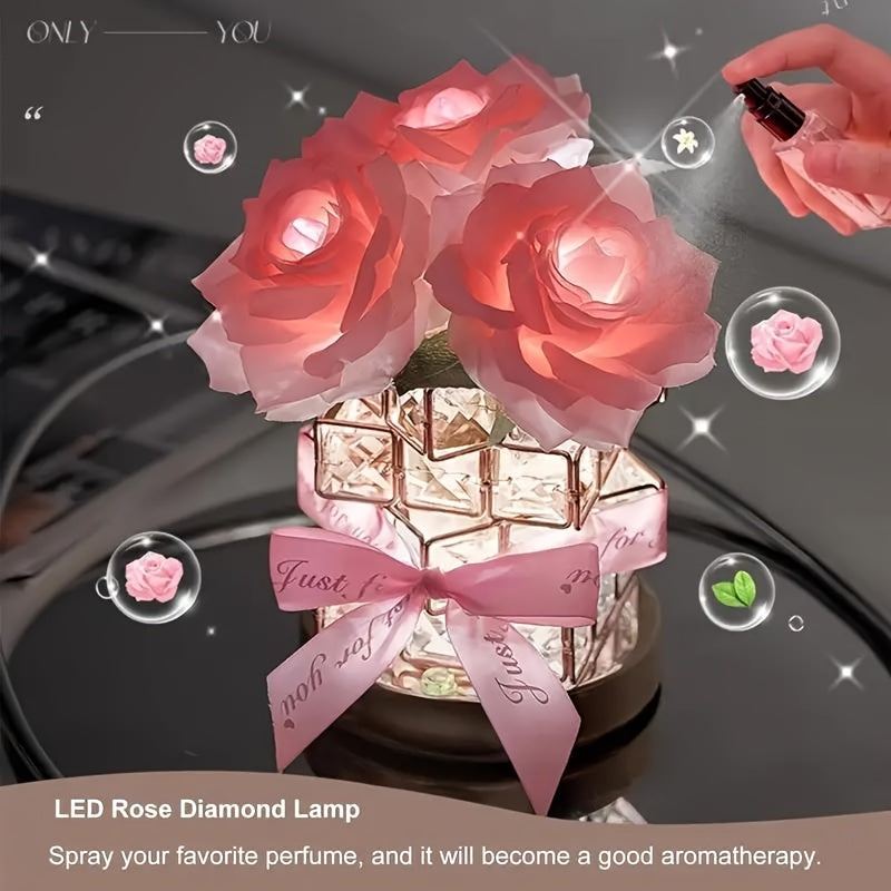 Lampe LED Rose Romantique - Veilleuse Décorative Branchement Secteur - Décoration Chambre, Salon - Cadeau Saint-Valentin, Anniversaire