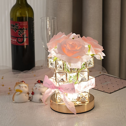 Lampe LED Rose Romantique - Veilleuse Décorative Branchement Secteur - Décoration Chambre, Salon - Cadeau Saint-Valentin, Anniversaire
