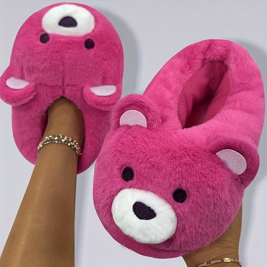 Chaussons Peluche Cartoon Drôles - Pantoufles Antidérapantes Douces - Chaussures d'Hiver Chaudes pour Maison