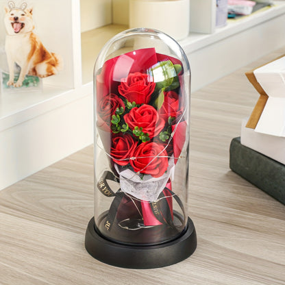 Bouquet de Roses Artificielles "I Love You" - Cadeau Saint-Valentin, Fête des Mères, Noël