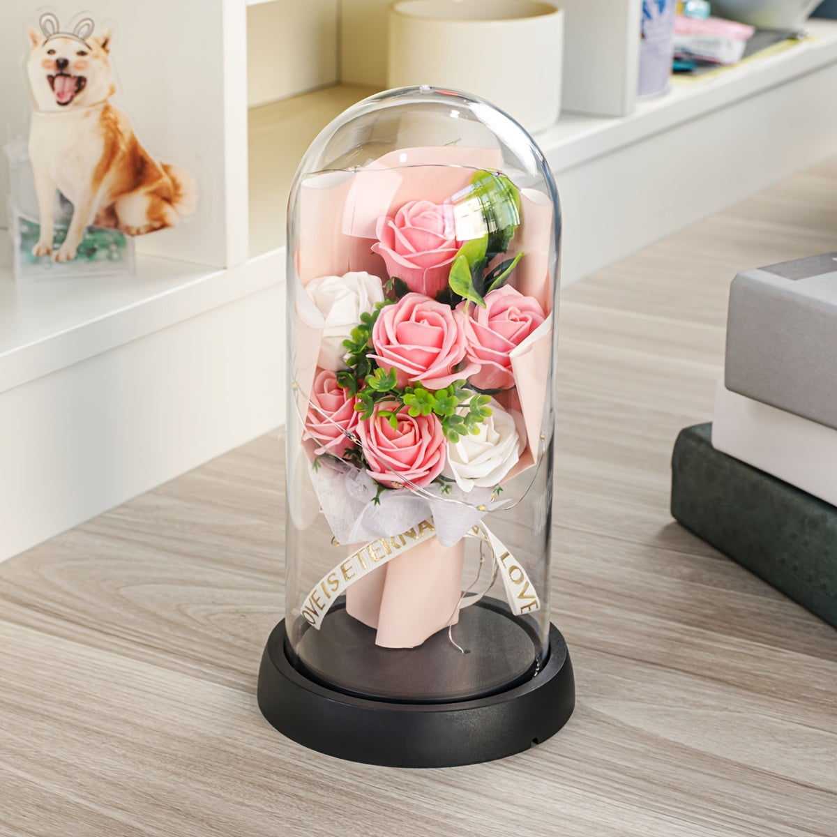 Bouquet de Roses Artificielles "I Love You" - Cadeau Saint-Valentin, Fête des Mères, Noël