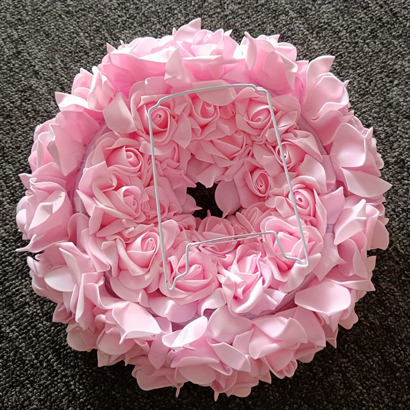 Abat-Jour Lampe de Table Pétales de Rose Rose 32cm - Support Métal - Design Moderne Tissu - Décoration Maison