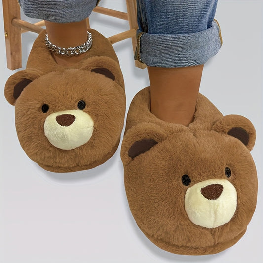 Chaussons Peluche Cartoon Drôles - Pantoufles Antidérapantes Douces - Chaussures d'Hiver Chaudes pour Maison