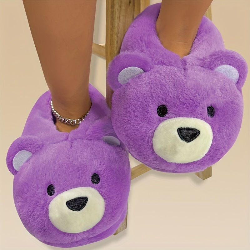 Chaussons Peluche Cartoon Drôles - Pantoufles Antidérapantes Douces - Chaussures d'Hiver Chaudes pour Maison