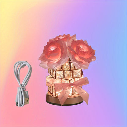 Lampe LED Rose Romantique - Veilleuse Décorative Branchement Secteur - Décoration Chambre, Salon - Cadeau Saint-Valentin, Anniversaire