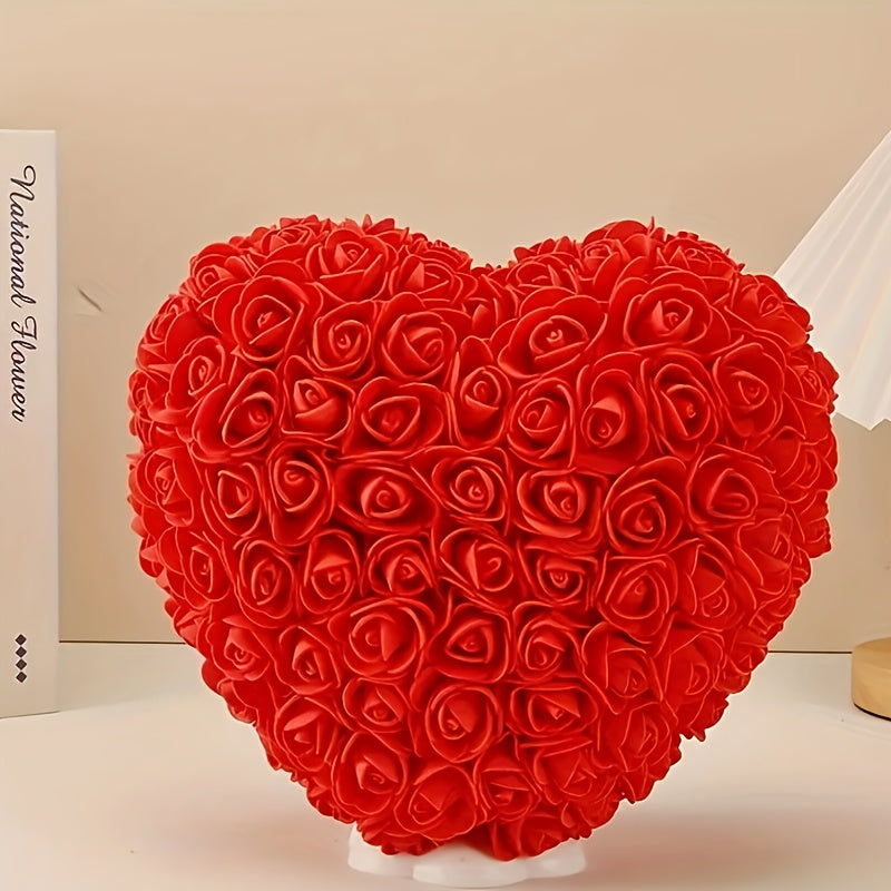 Bouquet de Roses en Forme de Cœur - Décoration Saint-Valentin, Fête des Mères - Sans Eau ni Électricité