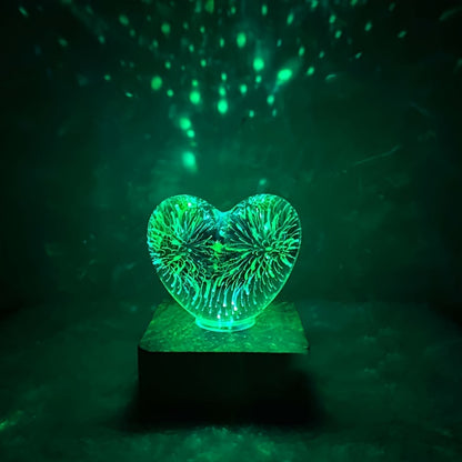 Lampe LED 3D Cœur d'Amour Feux d'Artifice USB - Veilleuse Décorative - Cadeau Saint-Valentin, Camping, Chambre